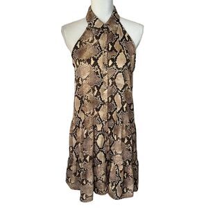 Lavender Brown Snake print woman's halter mob wife dress size large